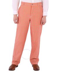 Burberry - Pattern Cut-out Back Gingham Stretch Cotton Trousers - Lyst