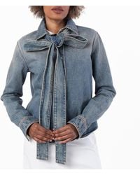 Loewe - Washed Cotton Denim Bow Shirt, Brand Size 38 Us - Lyst