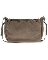Brunello Cucinelli - Suede With Precious Chain Shoulder Bag - Lyst