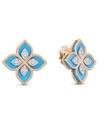 Roberto Coin - 18K Rose Venetian Princess Diamond & Flower Stud Earrings - Lyst