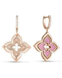 Roberto Coin - 18K Rose Venetian Princess Pirouette Diamond & Rhodonite Flower Drop Earrings - Lyst