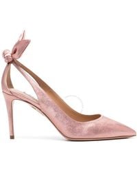 Aquazzura - 90Mm Slingback Leather Pumps, Brand Size 36 Us - Lyst