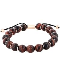 Robert Alton - Stainless Steel Tiger Eye Bead Bolo Bracelet - Lyst