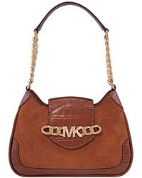 Michael Kors - Ladies Hally Small Suede And Crocodile Embossed Shoulder Bag - Lyst