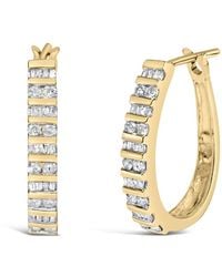 Haus of Brilliance - 10K 1.0 Cttw Alternating Diamond "U" Hoop Earrings (I-J Color, I2-I3 Clarity) - Lyst