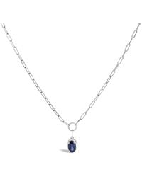 Haus of Brilliance - 10K 6X4 Mm Oval Sapphire Solitaire Paperclip Pendant Necklace - Lyst