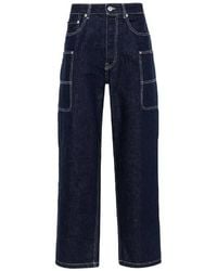 KENZO - Logo-Patch Wide Leg Denim Pants - Lyst