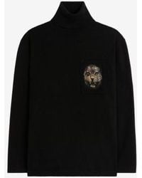 Roberto Cavalli - Tiger Motif Turtleneck Sweater - Lyst