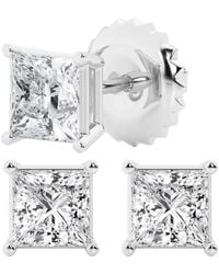 Brilliant Diamond - 2 Carat Princess Cut Lab Grown Diamond Stud Earrings - Lyst