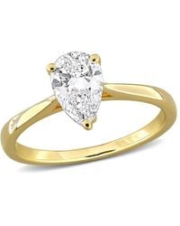 Created Forever - 1Ct Tw Pear-Shaped Lab-Grown Diamond Solitaire Engagement Ring With Side Accents - Lyst
