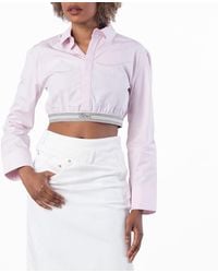 Loewe - Logo Elastic Collar Cropped Shirt, Brand Size 36 Us - Lyst