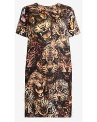 Roberto Cavalli - Tiger Print Mini Silk Dress, Brand Size 40 Us - Lyst