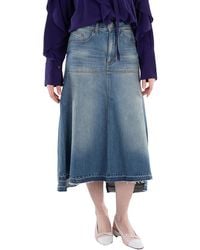 Victoria Beckham - Patched Denim Skirt, Brand Size 6 (Us - Lyst