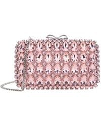 Self-Portrait - Satin Crystal Clutch Bag" Clutch Bag With Crystals On The Front - Lyst