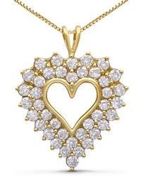 Haus of Brilliance - 14K Plated .925 Sterling 4.0 Cttw Diamond Shadow Frame Heart 18" Pendant (J-K Color, I1-I2 Clarity) - Lyst