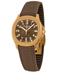 Patek Philippe Aquanaut Brown Dial 18k Rose Gold Brown Rubber Automatic Watch - Metallic