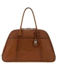 Miu Miu - Camel Leather Vivant Shopping Bag Cognac Borse A Mano - Lyst