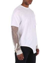 Burberry - Cotton Cut-out Hem Crystal Sleeve Oversized T-shirt - Lyst