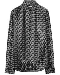 Burberry - All-Over Graphic Print B-Line Silk Shirt - Lyst