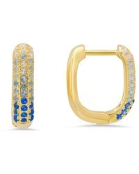 Kylie Harper - 14K Over Sapphire Ombre Pave Cz Hoop Earrings - Lyst
