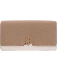 Burberry - Tri-Tone Grainy Leather Tb Long Wallet - Lyst