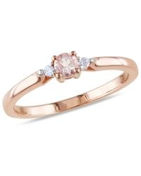 Amour - Round Cut Morganite And Diamond Accent Ring - Lyst