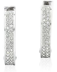 Swarovski - Dextera Rhodium Plated Octagon Shape Hoop Earrings - Lyst