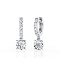 Brilliant Diamond - 1 Carat Lab Grown Diamond Dangle Drop Huggie Hoop Earrings - Lyst