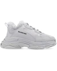 Balenciaga - Triple S Fur Sneakers - Lyst
