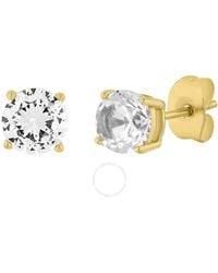 Robert Alton - Stainless Steel With Yellow Finish Round Created White Sapphire Stud Earrings - Lyst