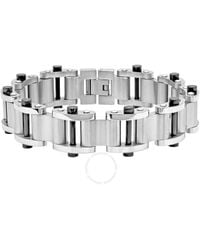 Robert Alton - Stainless Steel Black & White Bar Link Bracelet - Lyst