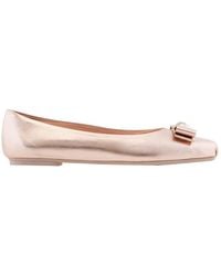 Ferragamo - Salvatore Ladies Metallic Leather Vara Bowl Ballet Flats - Lyst