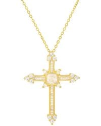 Kylie Harper - 14K Over Fancy Cubic Zirconia Cz Cross Pendant - Lyst