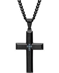 Robert Alton - 1/20 Ctw Stainless Steel Finish Diamond Cross Pendant - Lyst