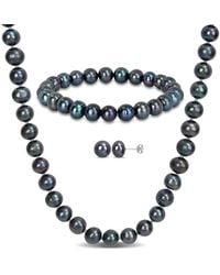 Amour - 7.5-8Mm Freshwater Cultured Pearl Necklace Bracelet And Earrings Set - Lyst