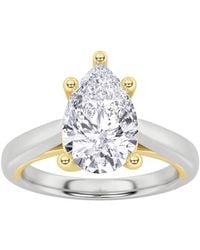 Mure And Co - 1Ctw Pear Shaped Lab Grown Diamond (F/Vs) Two Tone Cathedral Shank Engagement Ring - Lyst