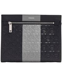 Ferragamo - Gancini Embossed Leather Pouch - Lyst