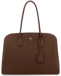 Prada - Chocolate Leather Shopping Bag - Lyst