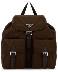Prada - Canvas Backpack Bruciato Poliammide Riciclata-Vitello Borse A Mano - Lyst
