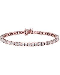 Haus of Brilliance - 10K Rose Plated .925 Sterling 1.0 Cttw Miracle-Set Diamond Round Faceted Bezel Tennis Bracelet (I-J Color, I3 Clarity) - Lyst