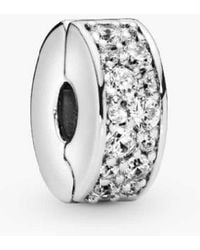 PANDORA - Clip With Clear Cubic Zirconia And Silicone Grip - Lyst