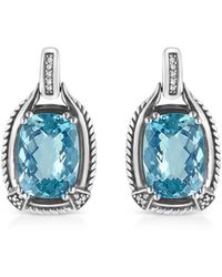 Haus of Brilliance - 925 Sterling 14X10Mm Cushion Cut Topaz Gemstone And Diamond Accent Dangle Earring - Lyst