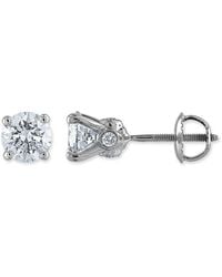 Brilliant Diamond - 14Kt 2.00 Carat Lab Grown Diamond Stud Earrings For - Lyst