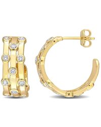 Created Forever - 7/8 Ct Tgw Lab Created Diamond Triple Row Vintage Hoop Earrings - Lyst