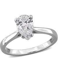 Created Forever - 1Ct Tgw Pear-Shaped And Round-Cut Lab Grown Diamond Engagement Ring - Lyst