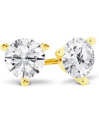 Brilliant Diamond - 14K Igi Certified 1.50 Carat Round Cut Lab Grown Diamond Stud Earrings, Vs Clarity, E-F Color, Screw Back - Lyst