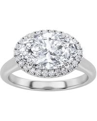Mure And Co - 2Ctw Oval Shaped Lab Grown Diamond (F/Vs) East West Accented Solitaire Ring - Lyst