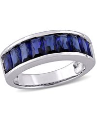 Amour - 2 3/4 Ct Tgw Baguette-Cut Created Sapphire Semi-Eternity Anniversary Band - Lyst