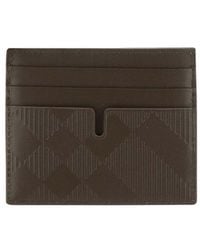 Burberry - Check Pattern Leather Card Case - Lyst