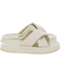 Ferragamo - Dasie Croc-Embossed Cross-Strap Slide Sandals - Lyst